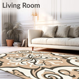Abstract Damask Swirl Symphony Artisan Crafted (Beige) - ODIKA