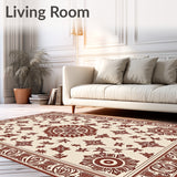 Faded Heirloom Damask Transitional Eclectic Heritage Design (Beige)