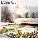 Animal Area Adorned with Majestic Giraffes and Nature Motifs(Beige)