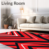 Chevron Zigzag Modern Contemporary Plush Accent(Red)