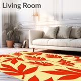 Botanical Leaf Arrangement with Stylized Floral Details(Red)