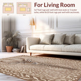 Ultra Soft Area Rug, Non Slip, Stain Resistant, Washable Area Rugs for Living Room, Bedroom, Antelope Print Fawn(Beige)