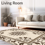 Broadway Collection Elegant Floral Medallion Tapestry(Beige)
