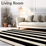 Contemporary Black and Beige Stripe for Versatile Indoor Use(Black)