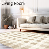 Elegant Beige Checkered Showcasing Crisp Ivory Contrast in Square Layout(Beige)