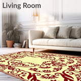Damask Scroll Work Easy Clean Floor with Elegant Curves(Beige)
