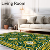 Haze Mosaic Interlocking Trellis with Botanical Medallion Motifs(Green)