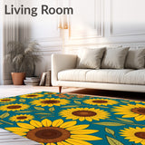 Blooming Sunflower Field Meadow Vintage Botanical Floral Tapestry(Yellow)