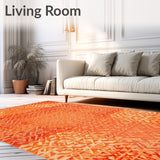 Autumn Harvest Area Terracotta & Orange Geometric Design(Orange)