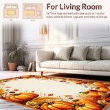 Autumn Harvest Doormat Rug with Cheerful Pumpkin Design for Welcoming(Orange)
