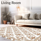 Artisan Floral Burst with Symmetrical Wreaths and Subtle Damask Detailing(Brown)