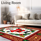 Joyous Multicultural Winter Holiday Celebration Floor Covering(Red)