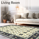 Vintage Floral Beige Blue Hallway(Beige)