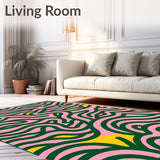 Modern Abstract Waves Intertwined With Delicate Leaf (Pink)