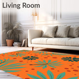 Serene Sunset Canopy with Exotic Ferns and Abstract Animal Inspired(Orange)