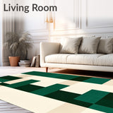 Chic Contemporary Green and Beige with Dynamic Overlapping Rectangles(Green)