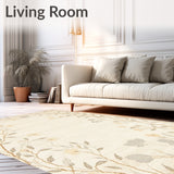 Beige Botanical Runner Featuring Floral Silhouettes and Curved Stems(Beige)
