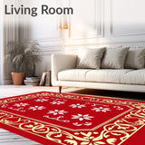 Winter Festival Arabesque with Opulent Gold Scrollwork and Snow Blossom Details(Red)