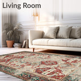 Boho Chic Area Low Pile Abstract Print(Red)