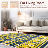 Ultra Soft Area Rug, Non Slip, Stain Resistant, Washable Area Rugs for Living Room, Bedroom, Vintage Distressed Kitchen Entryway Rug(Yellow)