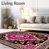 Burst Decorative Floor Covering with Intricate Floral Motifs(Brown)