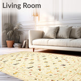 Beige Bug and Floral Print Area for Dining Room(Beige)