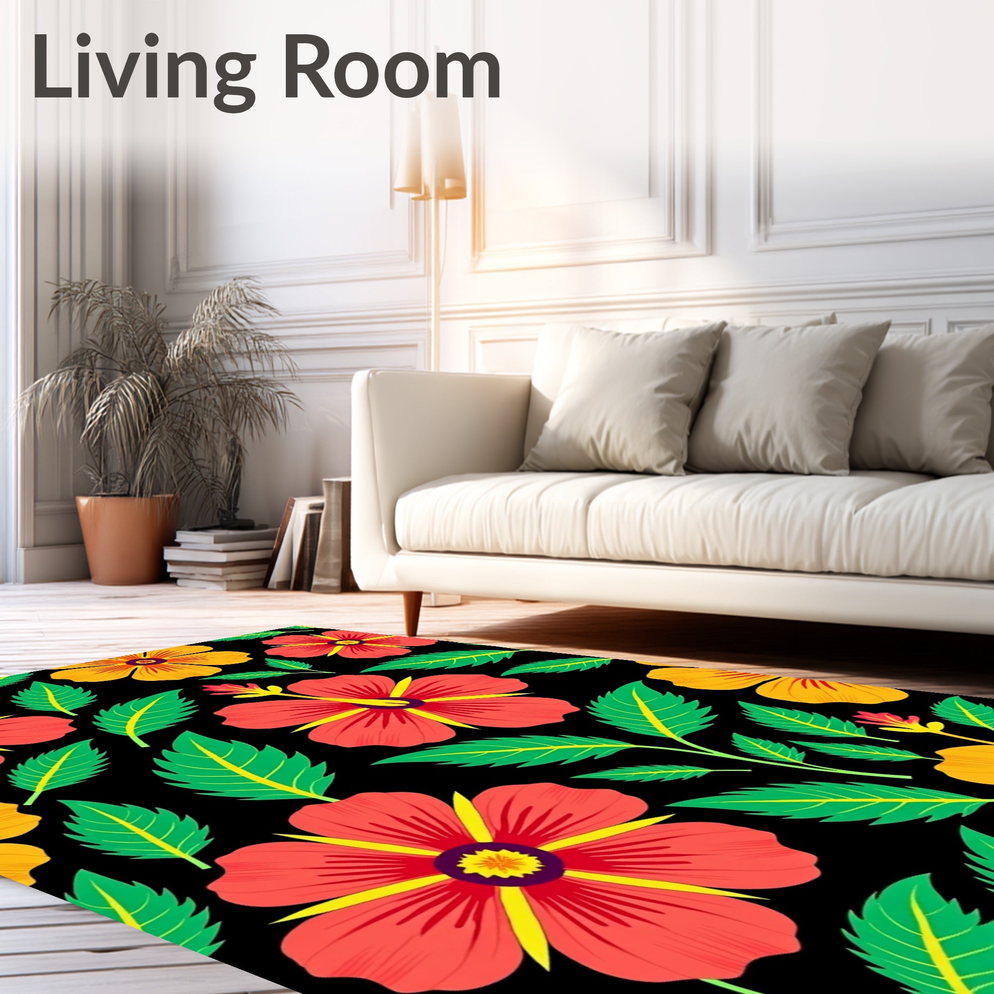 Exotic Hibiscus Garden with Blooming Floral Design (Red) - ODIKA