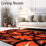 Sunset Safari Abstract Animal Inspired Design with Interlocking Leaf Motifs(Orange)