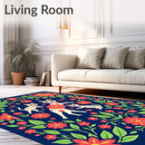 Calavera Whiskers Blossom Festivity Semicircle Doormat(Blue)