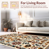 Ultra Soft Area Rug, Non Slip, Stain Resistant, Washable Area Rugs for Living Room, Bedroom, Non-Slip Western Aztec Living Room Rug(Brown)