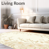 Blissful Scallop Edge Area – Gentle Floral Contour for Home(Beige)
