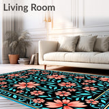 Botanical Scroll with Exotic Bloom Motifs(Black)