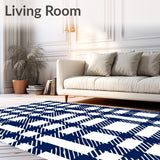 Buffalo Farmhouse Checkered Entrance Welcome(Navy Blue)