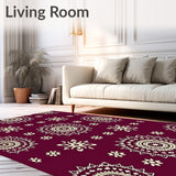 Medallion Burst Design Anti Skid with Ornate Central Motifs(Purple)