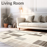 Entryway Elegant Beige & Taupe Geometric Area(Beige)