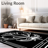 Minimalist Lotus with Art Floral Filigree (Black)