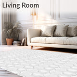 Hexagon Honeycomb Plush Contemporary Abstract (White)
