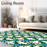 Botanical Vine Trellis Decorative Floor Covering (Blue) - ODIKA