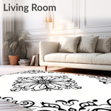 Elegant Botanical Vine Tapestry With Intricate Floral Medallion (Black)