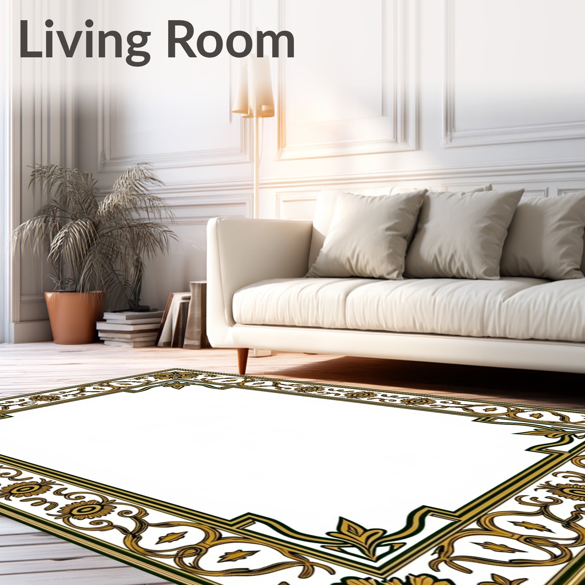 Inspired Medallion Shag with Vintage Ornamental Design (Gold) - ODIKA