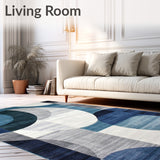 Dynamic Grey and Blue Mixed Hue Area Rug with Contemporary Spiral Pattern(Blue)
