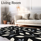 Abstract Botanical Silhouettes with Delicate Leaf Motifs(Black)