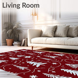 Winter Tree with Crystalline Motifs Seasonal Floor Covering(Red)