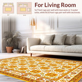 Retro Floral Medallion Style Geometric Blooms(Yellow)