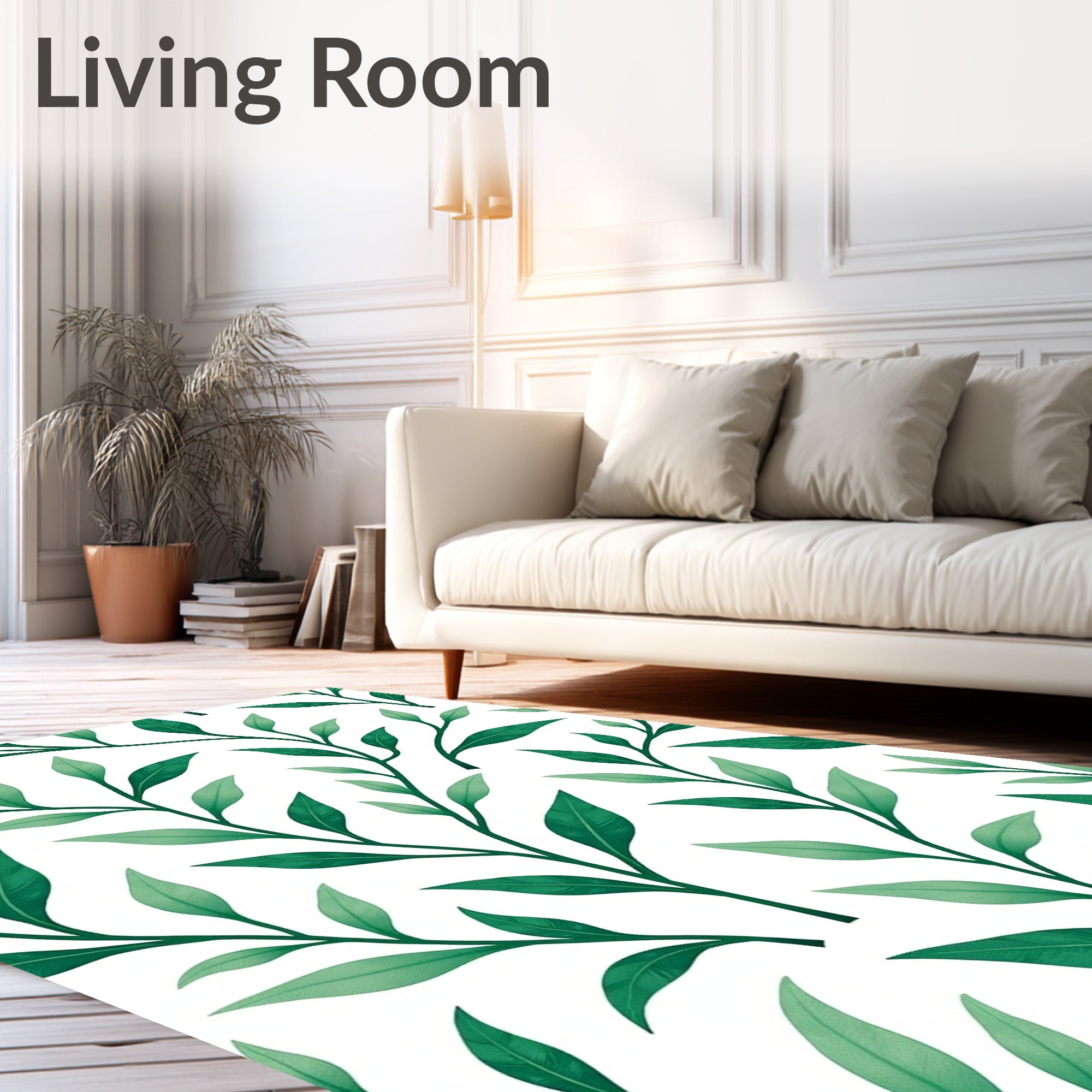 Modern Botanical Leaf Vein Design with Watercolor Wash (Green) - ODIKA