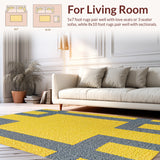 Ultra Soft Area Rug, Non Slip, Stain Resistant, Washable Area Rugs for Living Room, Bedroom, Vintage Distressed Printed(Yellow)