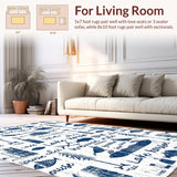 Lake Rules Entry Rug Funny Lake Saying Porch Carpet(Blue)
