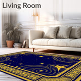 Celestial Starburst with Swirling Galaxy Nebula Motifs(Blue)