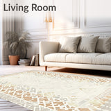 Abstract Horizon Diamond Area in Beige and Ivory Tones(Beige)