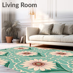 Intricate Sage Green and Blush Floral Lattice with Sunflower Details (Teal) - ODIKA